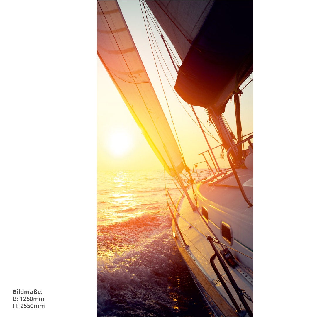 Segelboot, fugenlose Wandpaneele aus Alu-Verbund 3mm, Duschrückwand 