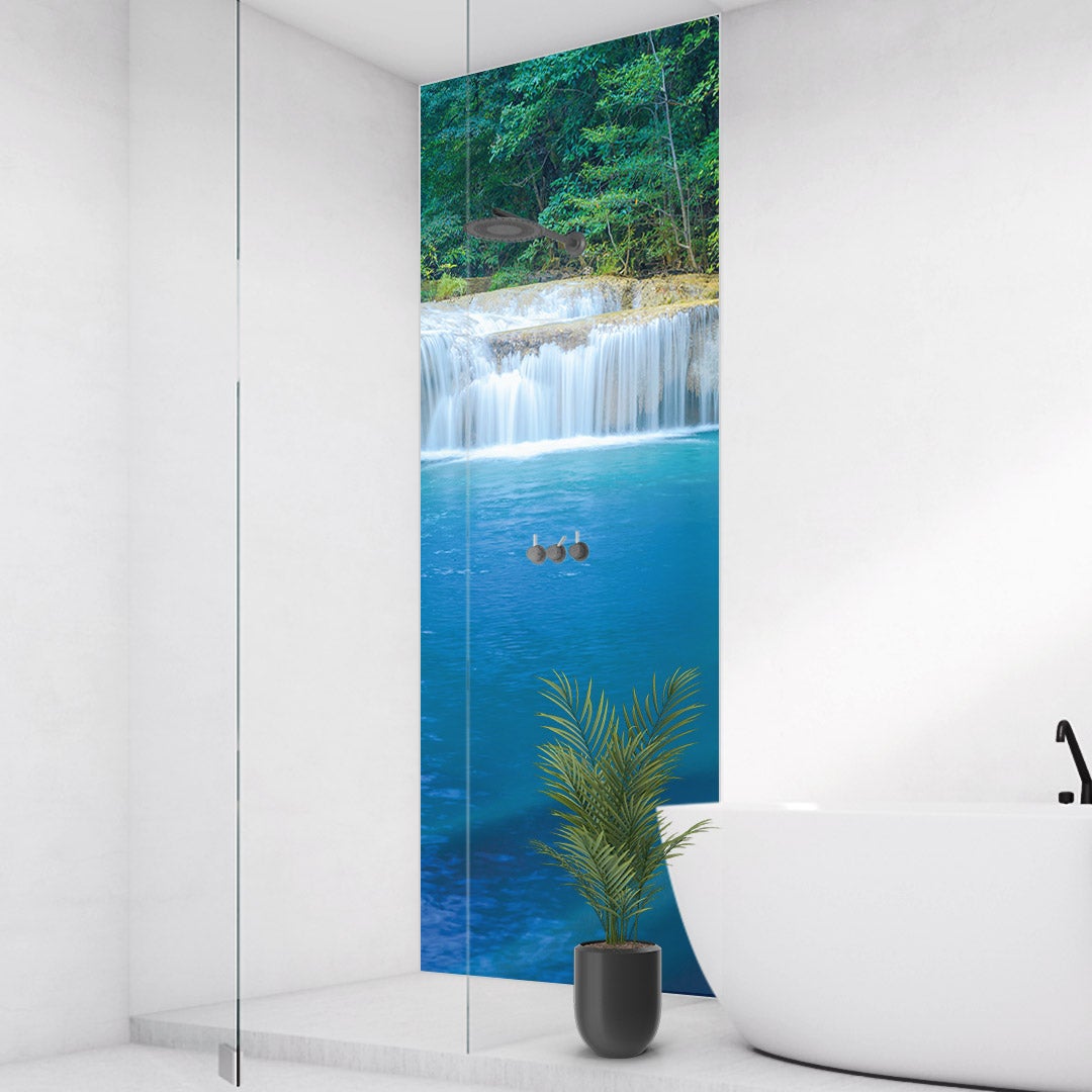 Wasserfall Thailand, fugenlose Wandpaneele aus Alu-Verbund 3mm, Duschrückwand Wasserfall Thailand, fugenlose Wandpaneele aus Alu-Verbund 3mm, Duschrückwand