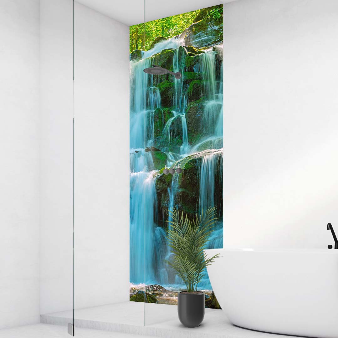 Wasserfall Ukraine Karpaten, fugenlose Wandpaneele aus Alu-Verbund 3mm, Duschrückwand Wasserfall Ukraine Karpaten, fugenlose Wandpaneele aus Alu-Verbund 3mm, Duschrückwand