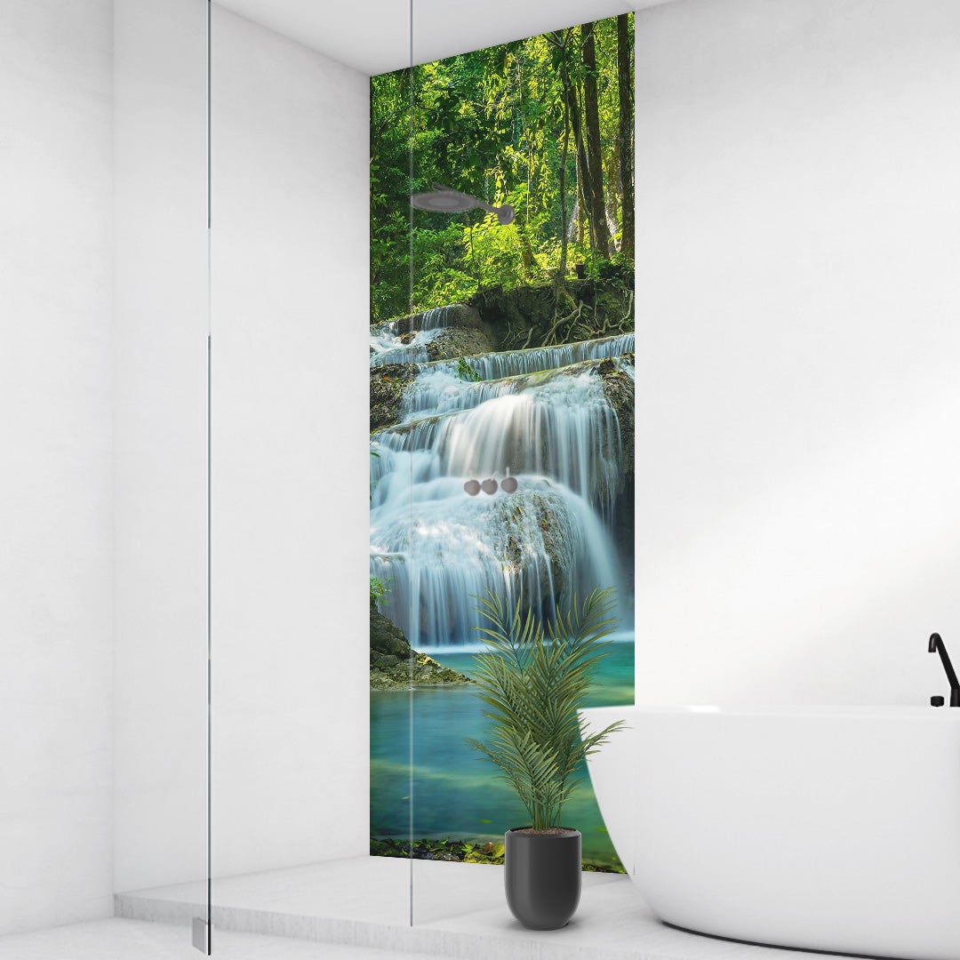 Natur Wasserfall, fugenlose Wandpaneele aus Alu-Verbund 3mm, Duschrückwand Natur Wasserfall, fugenlose Wandpaneele aus Alu-Verbund 3mm, Duschrückwand