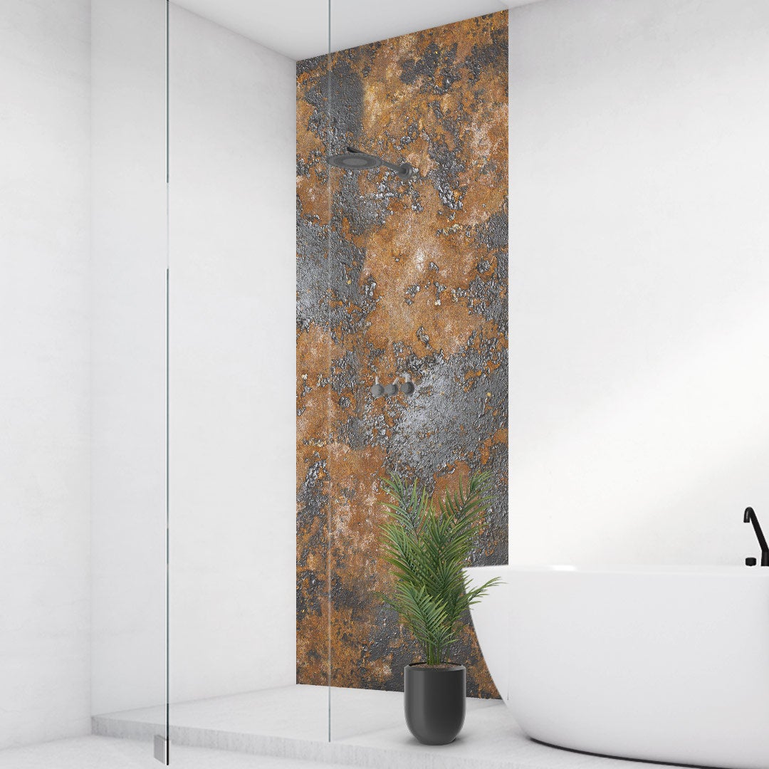 Industrial Rust, fugenlose Wandpaneele aus Alu-Verbund 3mm, Duschrückwand Industrial Rust, fugenlose Wandpaneele aus Alu-Verbund 3mm, Duschrückwand