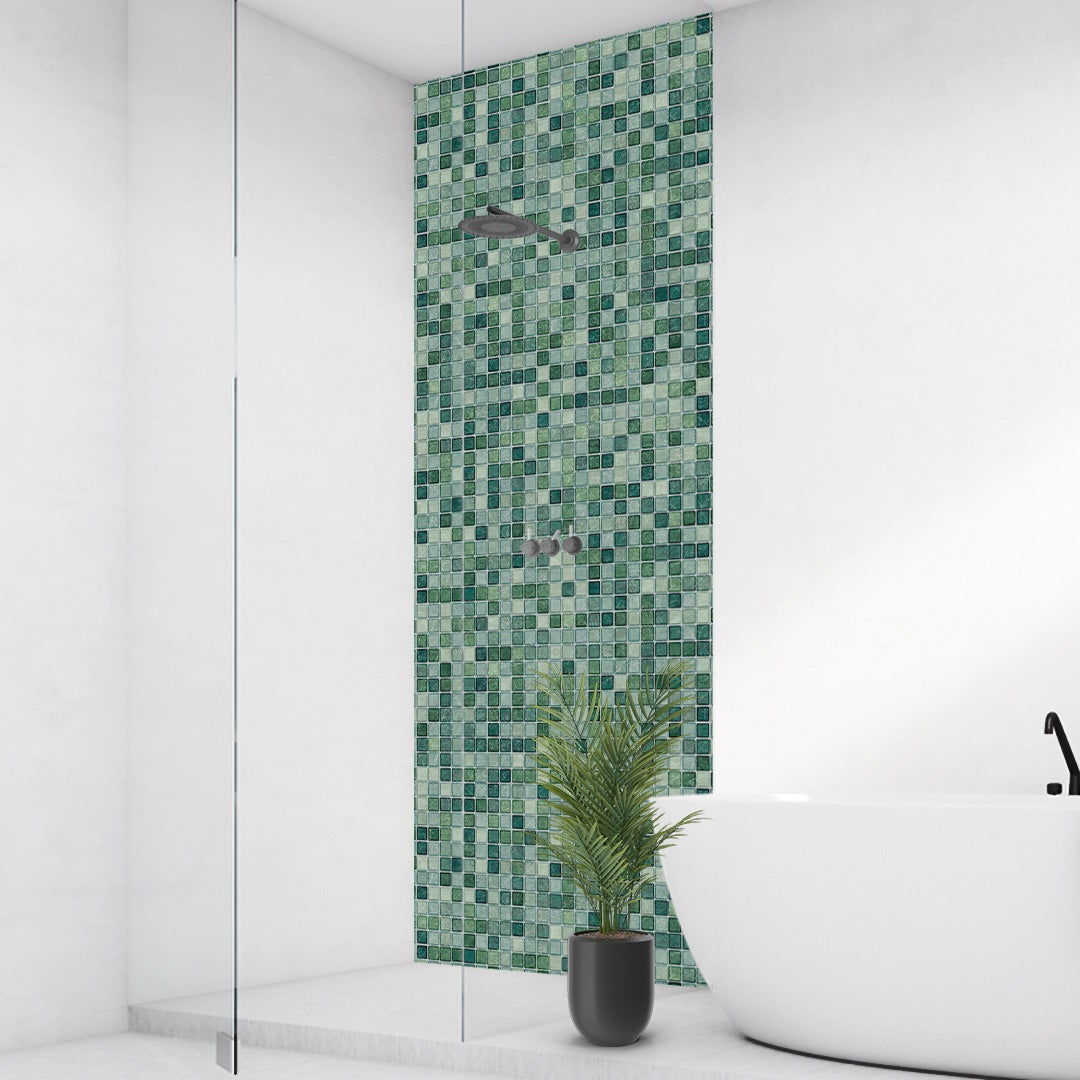 Mosaik Aqua Grün, fugenlose Wandpaneele aus Alu-Verbund 3mm, Duschrückwand Mosaik Aqua Grün, fugenlose Wandpaneele aus Alu-Verbund 3mm, Duschrückwand