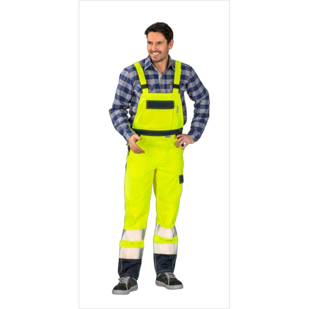 Planam Warnschutz Latzhose gelb/marine Gr. 70, 2027070 – Bild 4