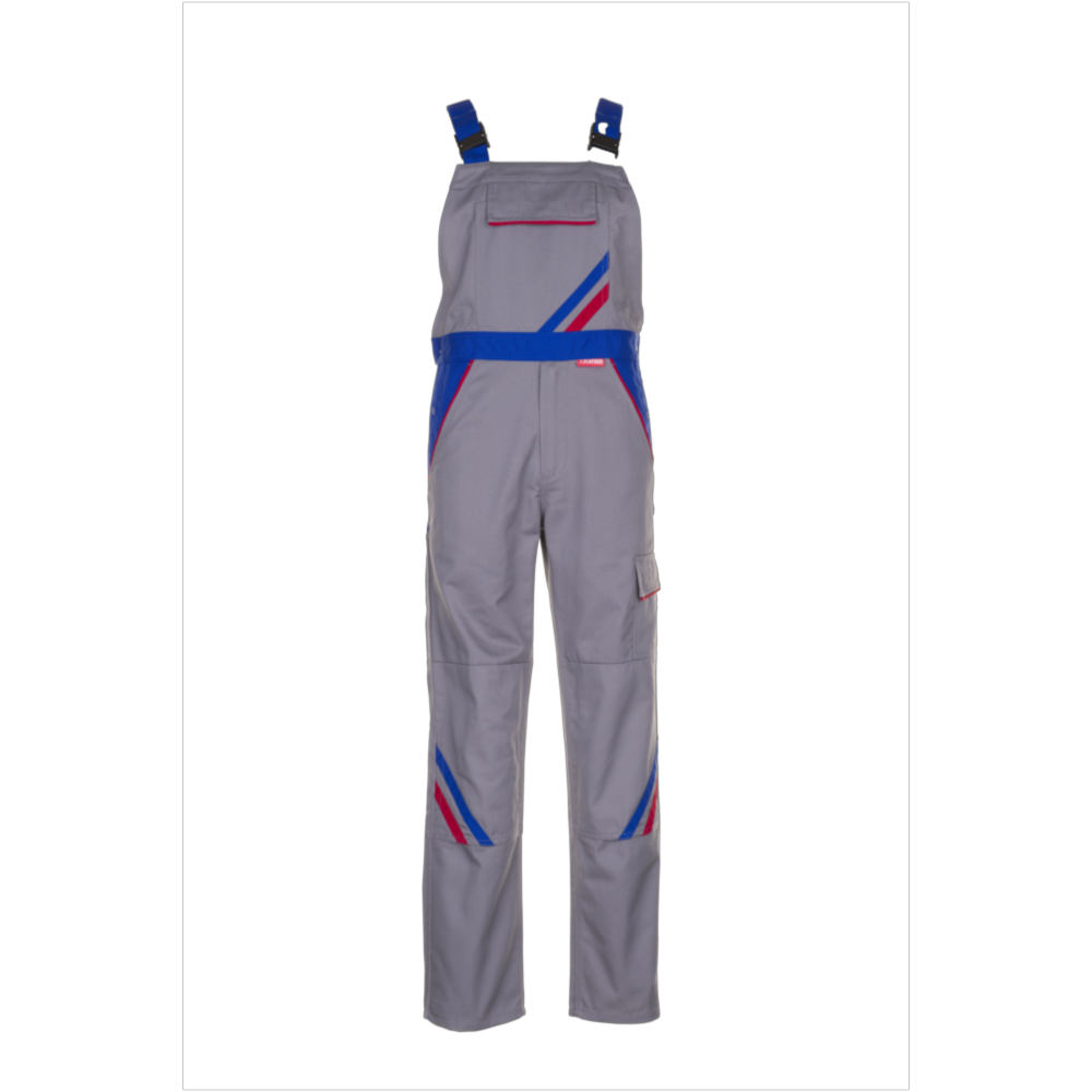 Planam Highline Latzhose zink/kornblau/rot Gr. 38, 2333038