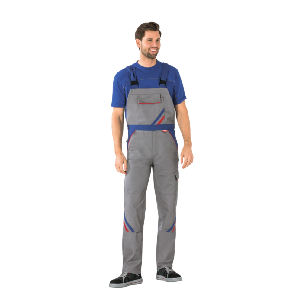 Planam Highline Latzhose zink/kornblau/rot Gr. 38, 2333038 – Bild 2