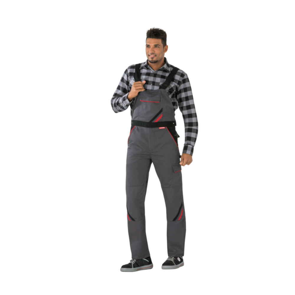 Planam Highline Latzhose schiefer/schwarz/rot Gr. 67, 2332067 – Bild 2