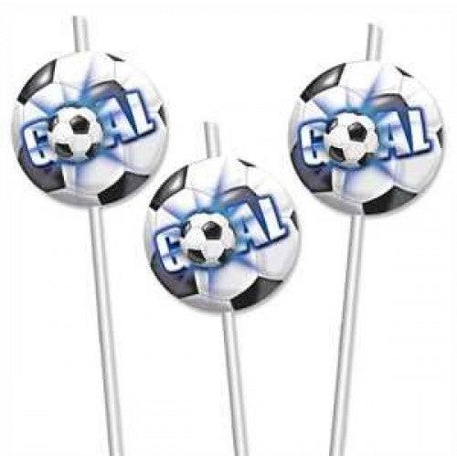 Fussball Blau Trinkhalme 6 Stück
