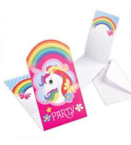 Einhorn Pink Einladungskarten 8 Stück