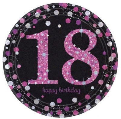 18. Geburtstag Pink Pappteller 8 Stück