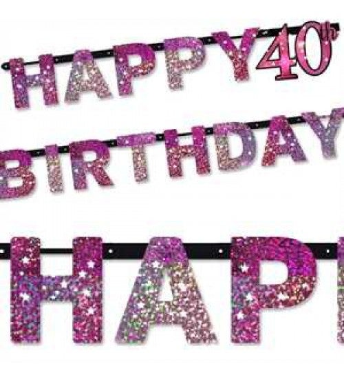 40. Geburtstag Banner Pink