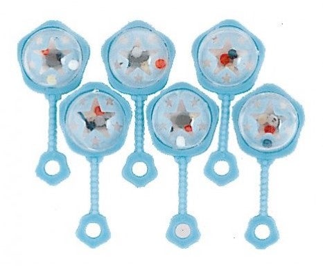 Babyrassel Blau Deko 24 Stück Babyrassel Blau Deko 24 Stück