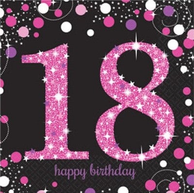 18. Geburtstag Pink Servietten 16 Stück