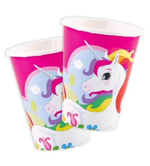 Einhorn Pink Pappbecher 8 Stück