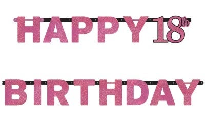 18 Geburtstag Party Banner Pink