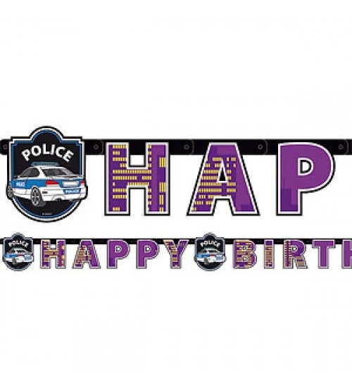 Polizei Party Banner Happy Birthday