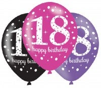 18. Geburtstag Pink Ballon Set 6 Stück