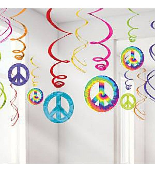 Hippie Party Hängedeko 12 Stück
