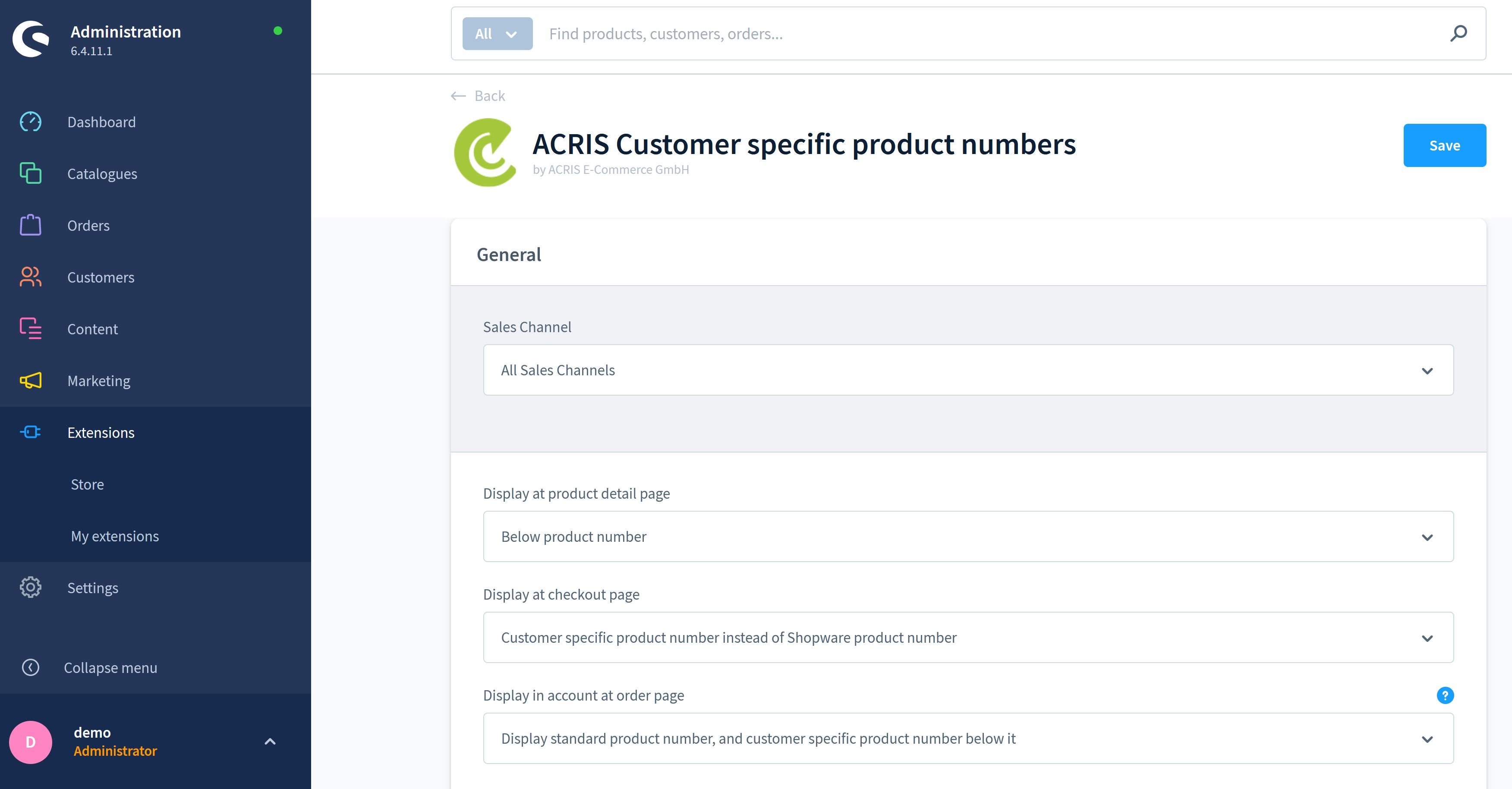 AcrisCustomerProductNumberCS