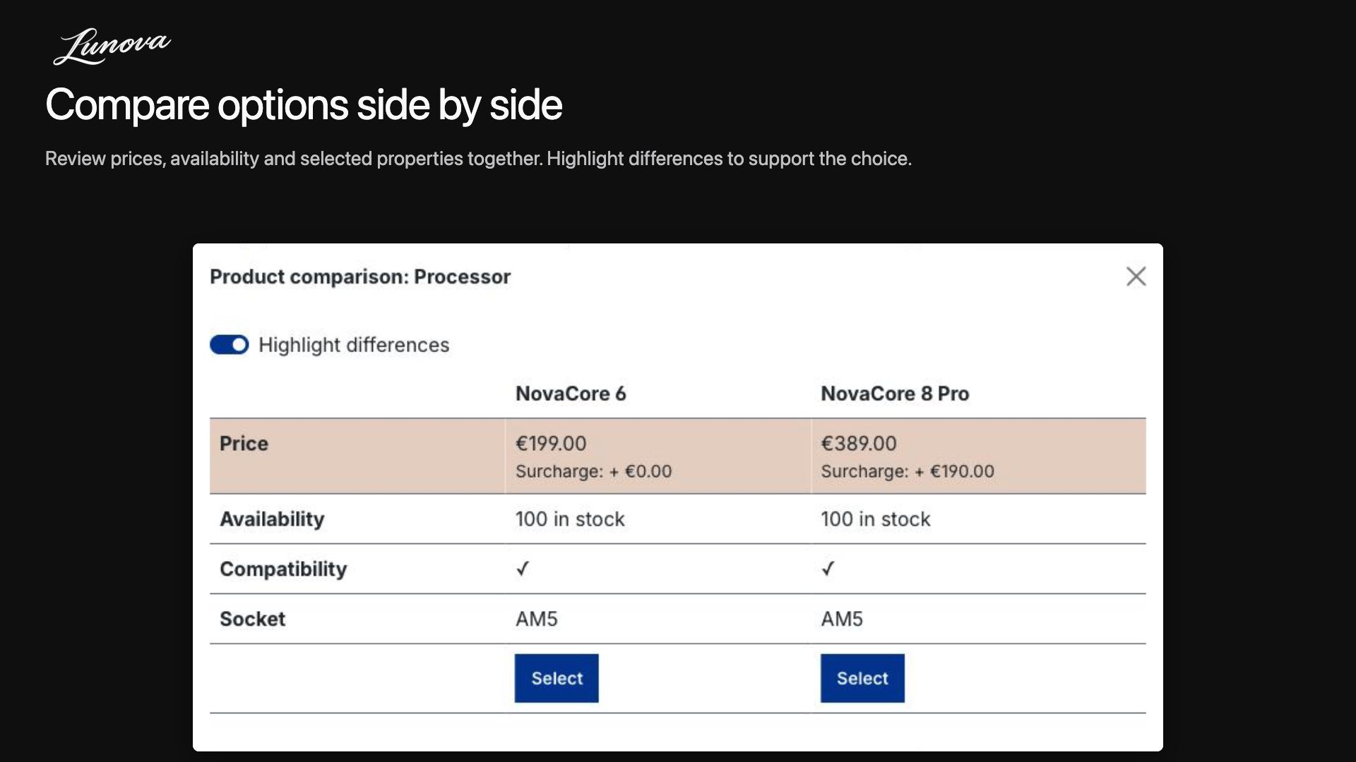 LunovaProductConfigurator