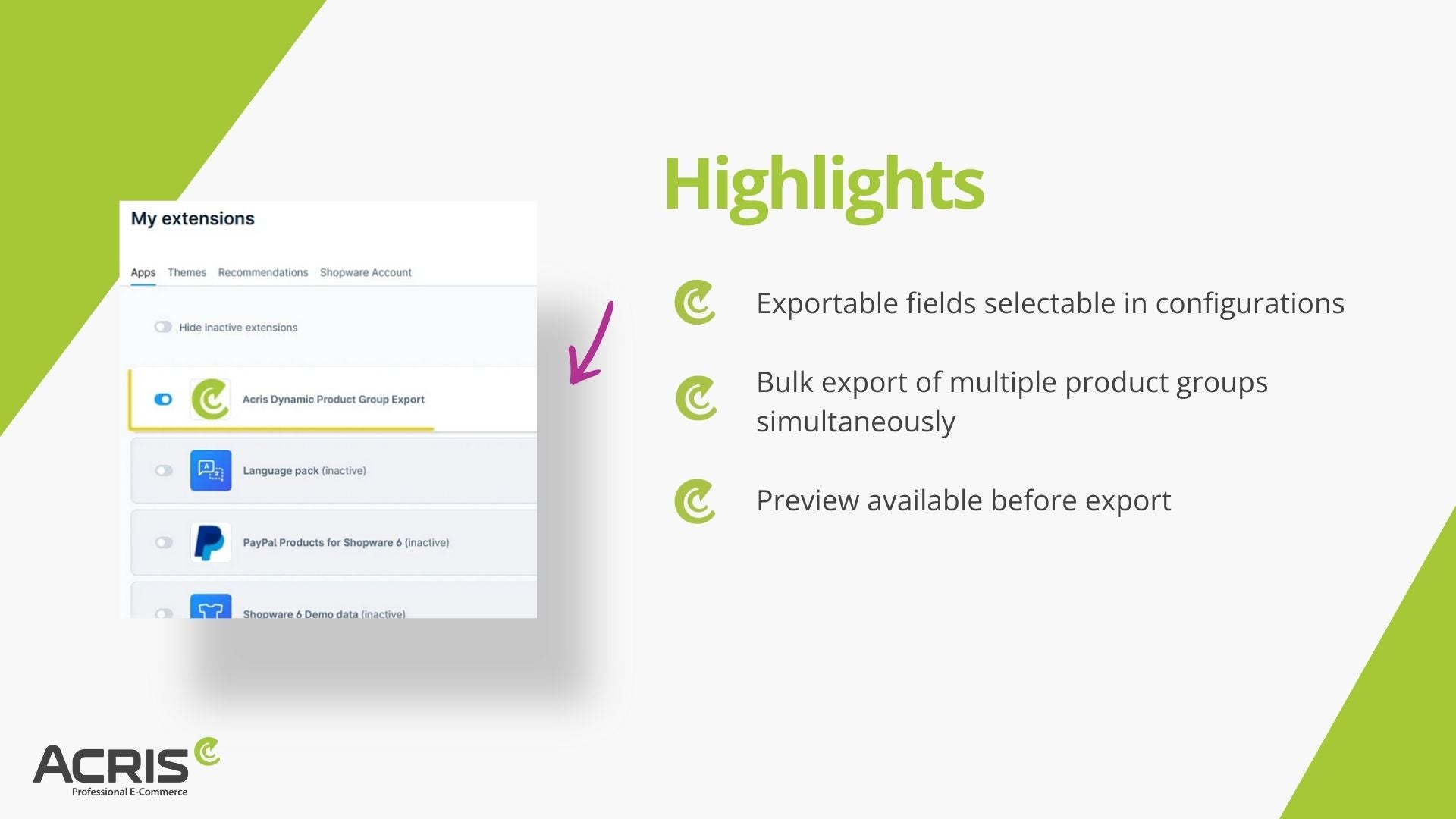 AcrisDynamicProductGroupExportCS