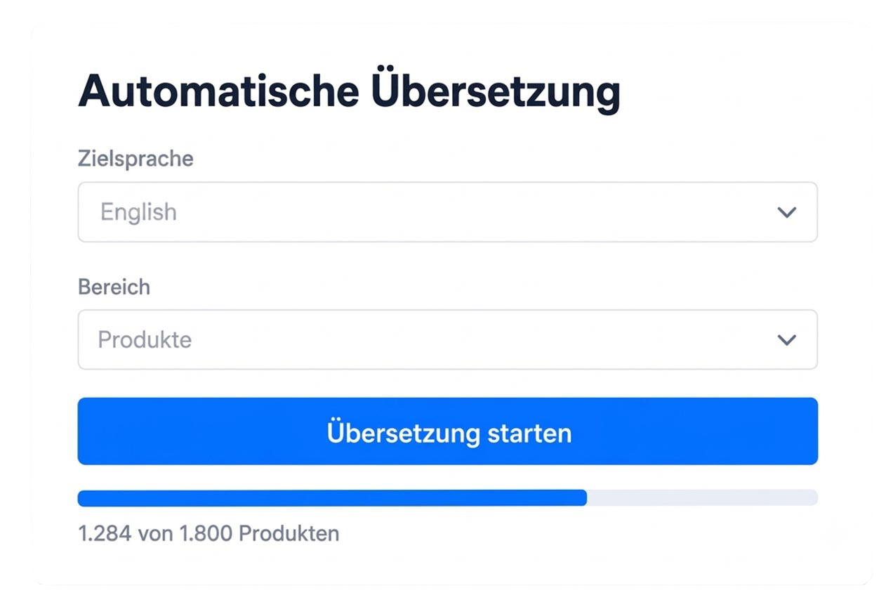 Auto Translation Pro in the Shopware backend with target language and product area selection