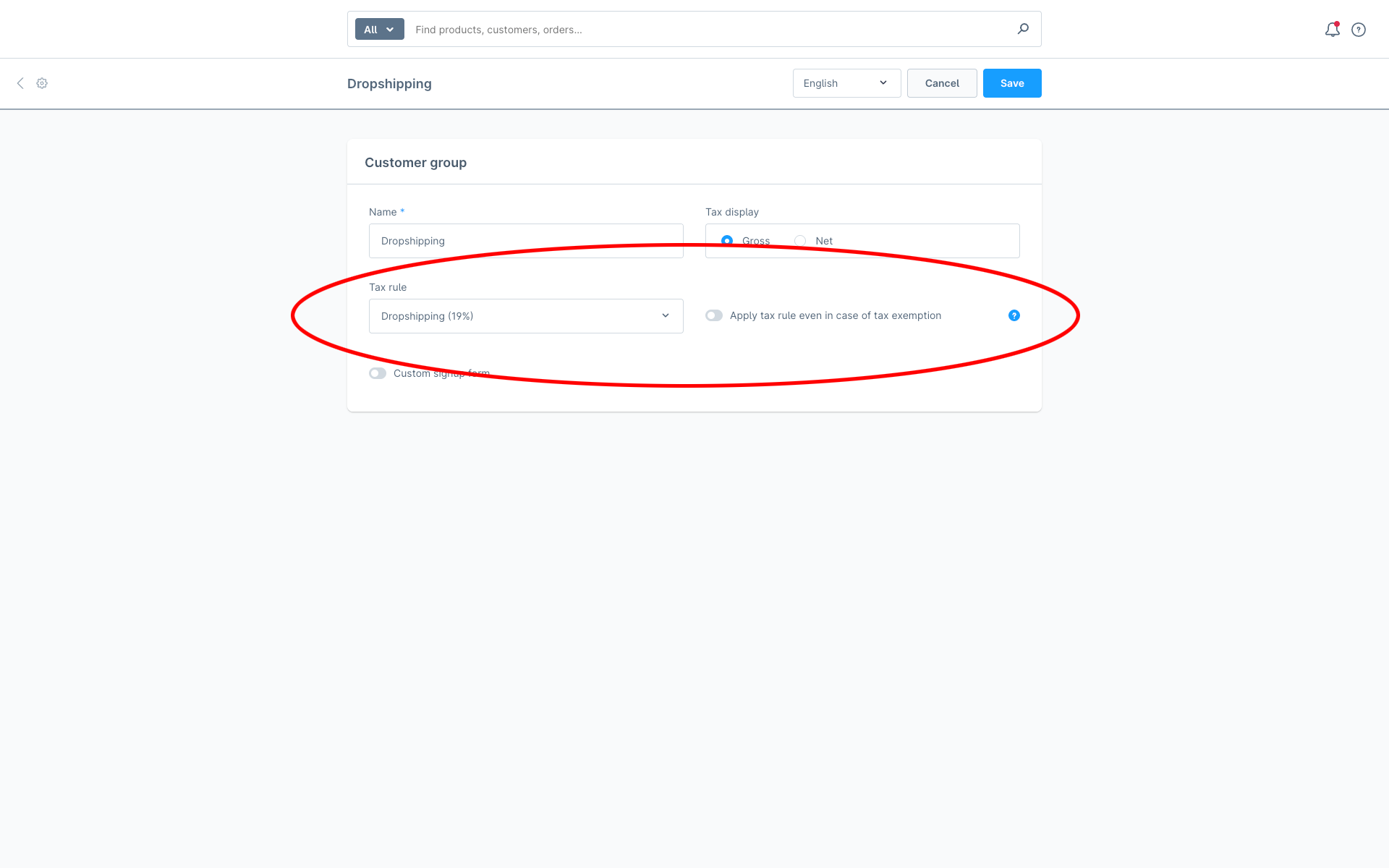 MelomCustomerGroupTax