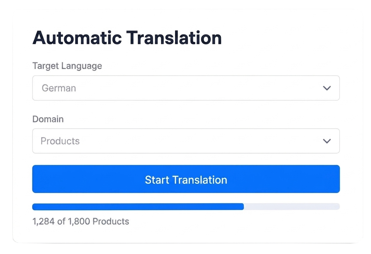 Auto Translation Pro in the Shopware backend with target language and product area selection