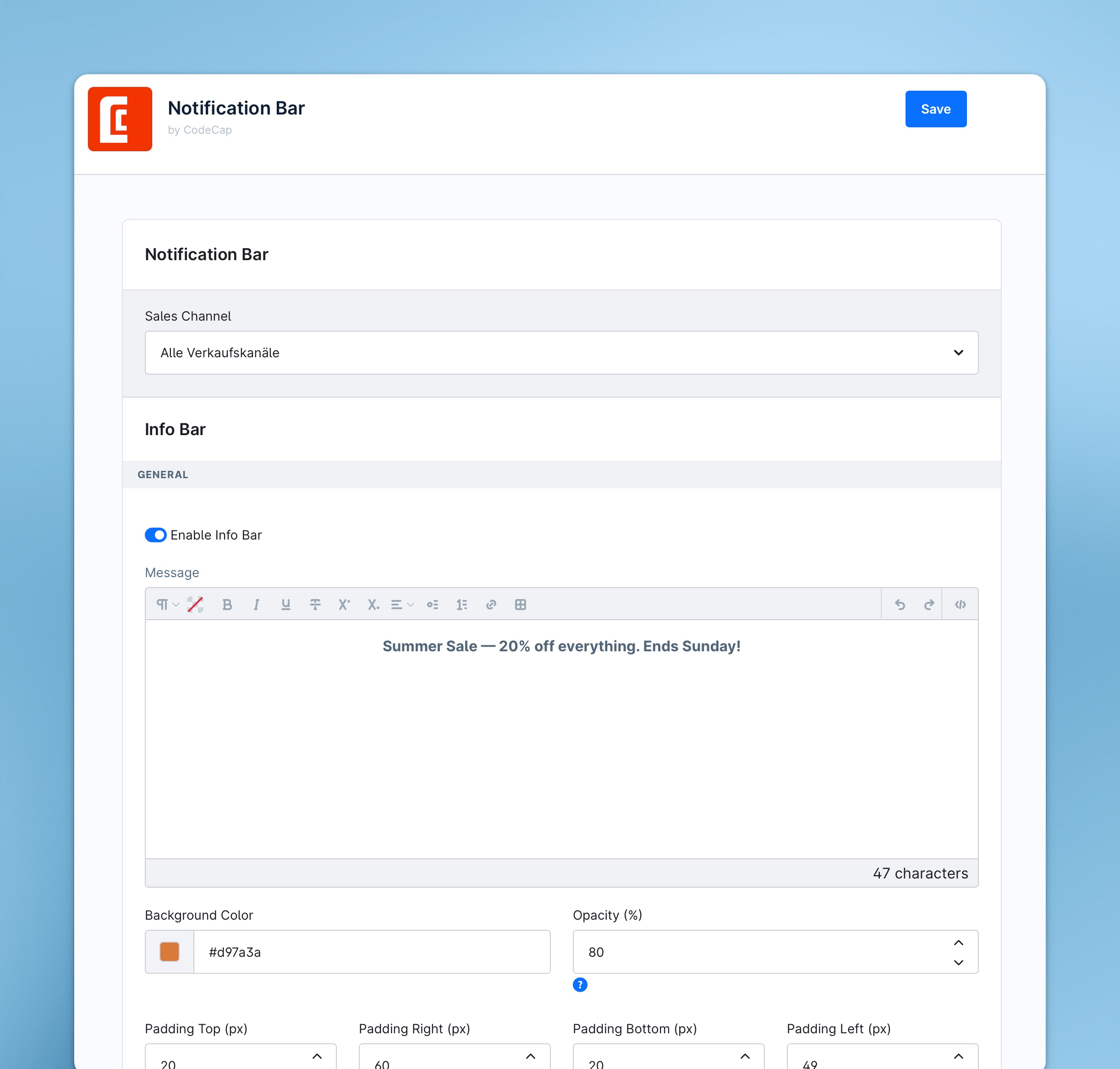CodecapNotificationBar