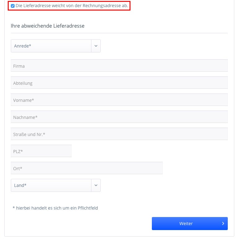 LoyxxDifferDeliveryaddress