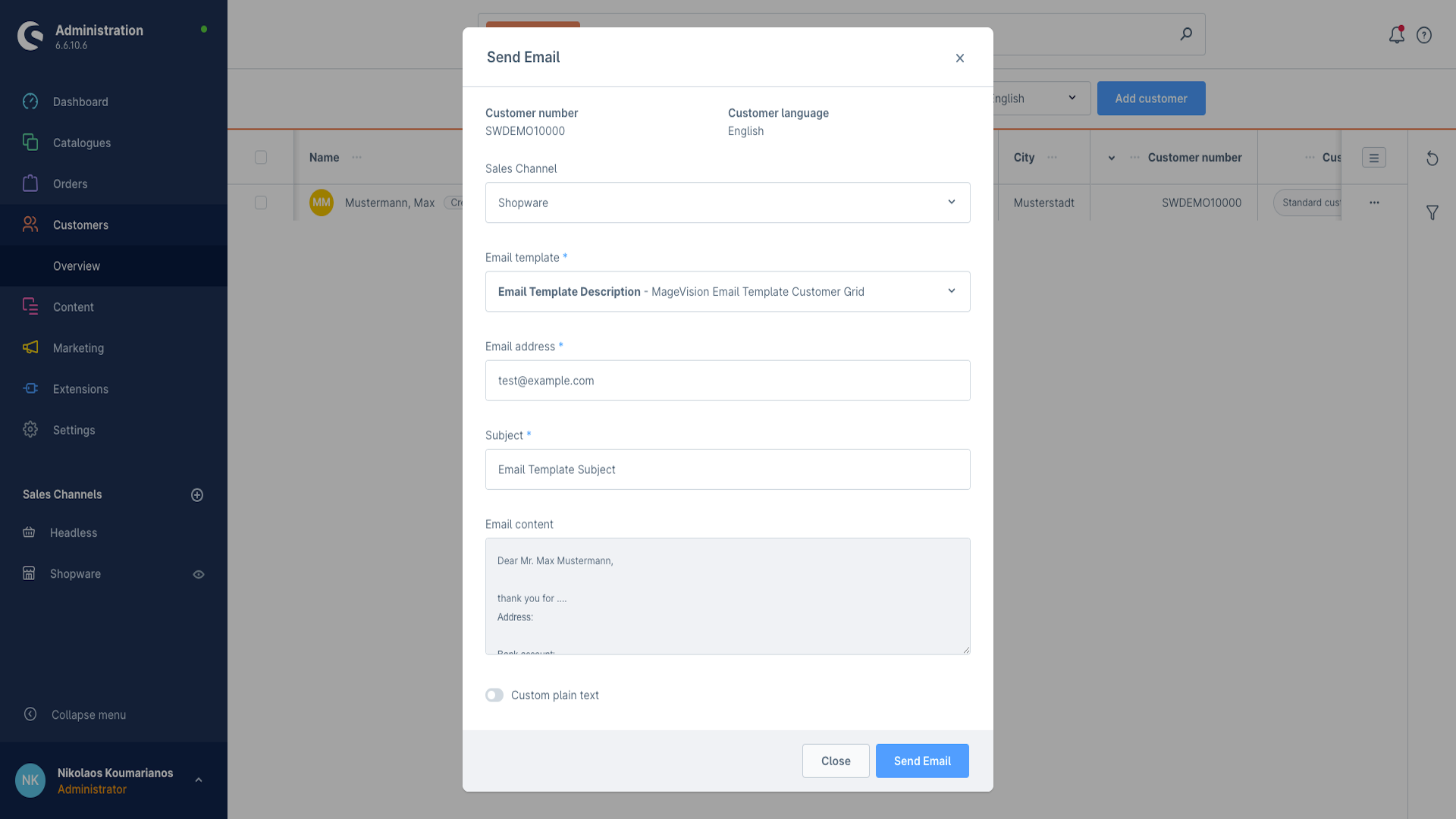 MageVisionEmailCustomers