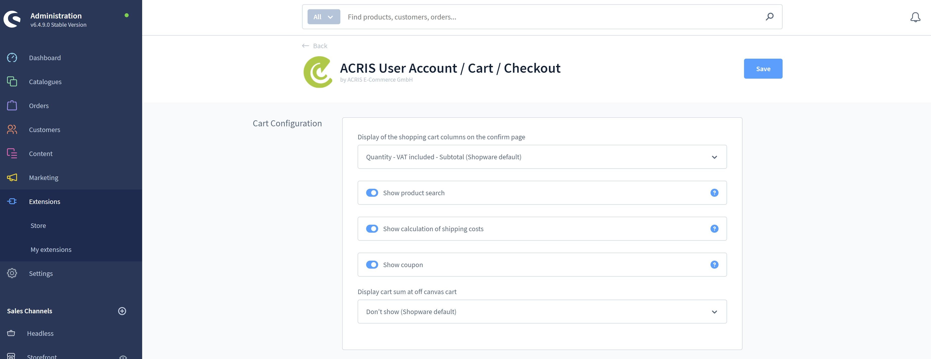 AcrisAccountCartCheckoutCS