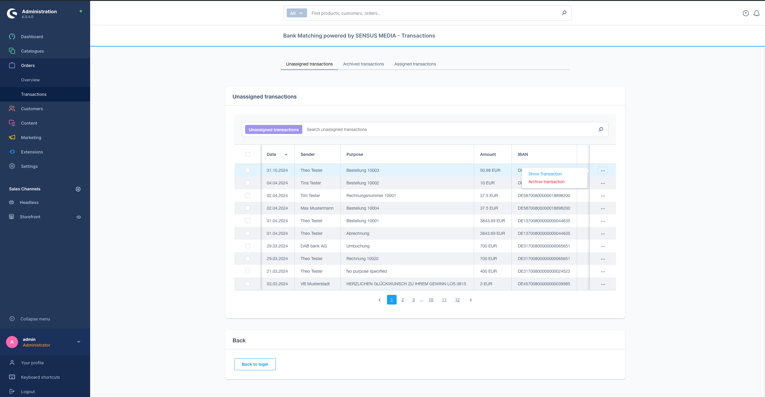 SensusBankMatching