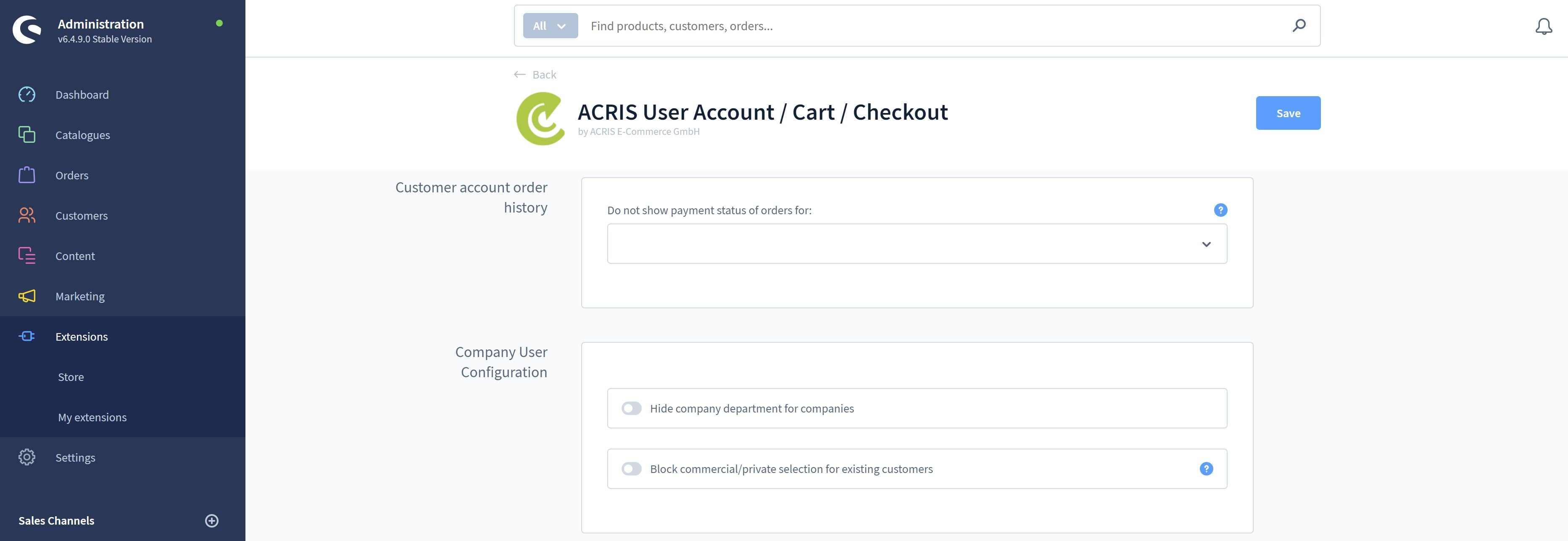 AcrisAccountCartCheckoutCS