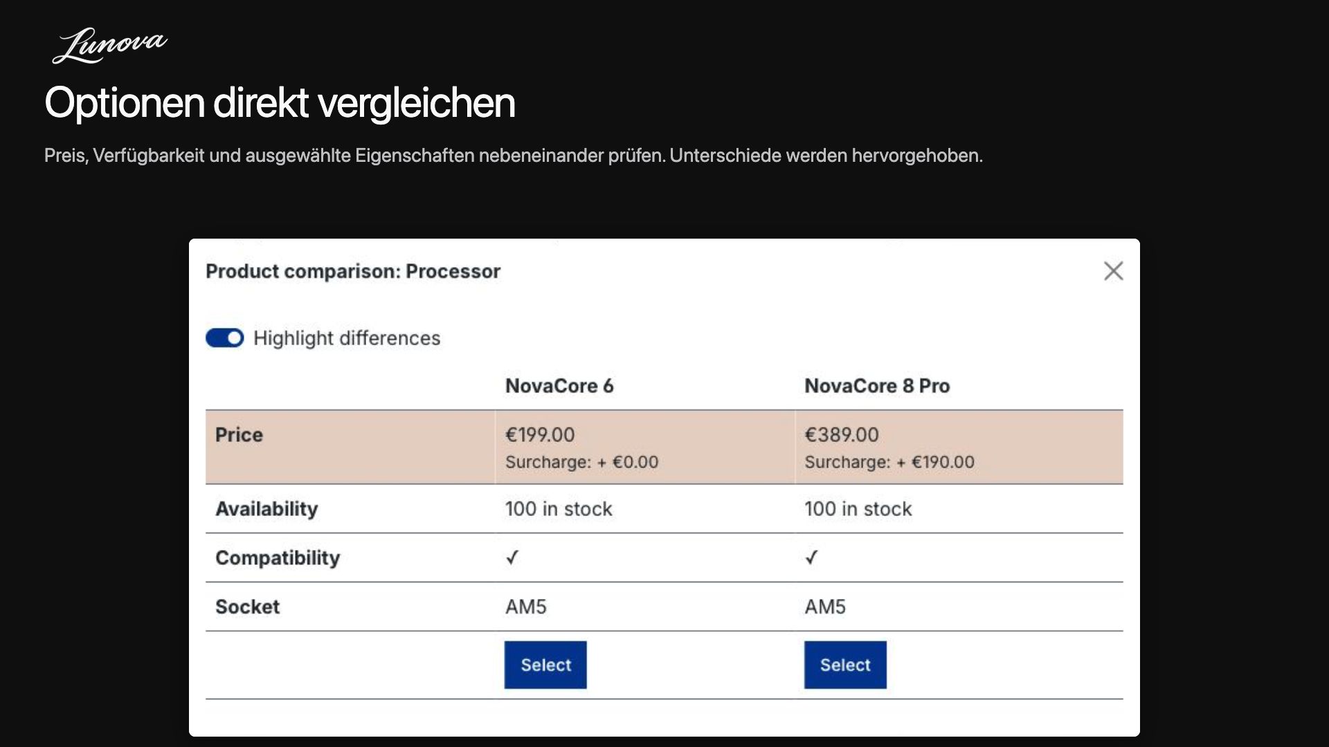 LunovaProductConfigurator