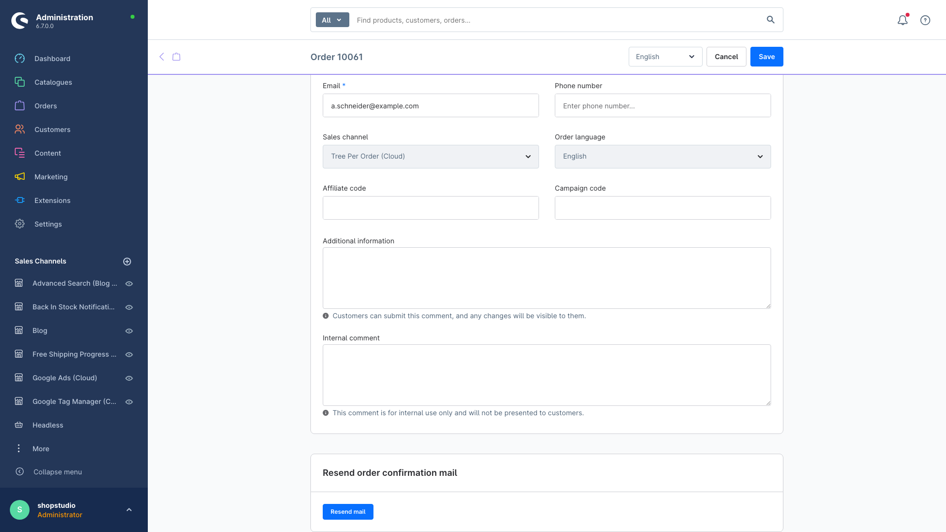 ShopStudioResendOrderConfirmationMail