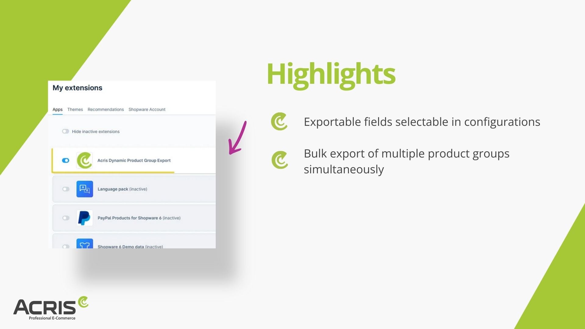 AcrisDynamicProductGroupExportCS
