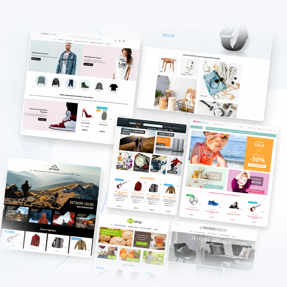Übersicht der ThemeWare-Designs – Shopware-Theme von TC-Innovations
