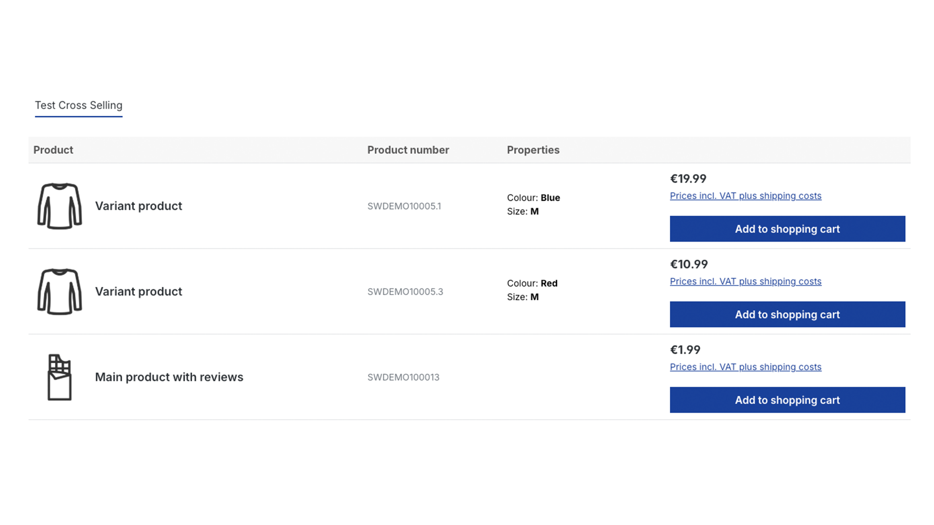 MewCrossSellingTable