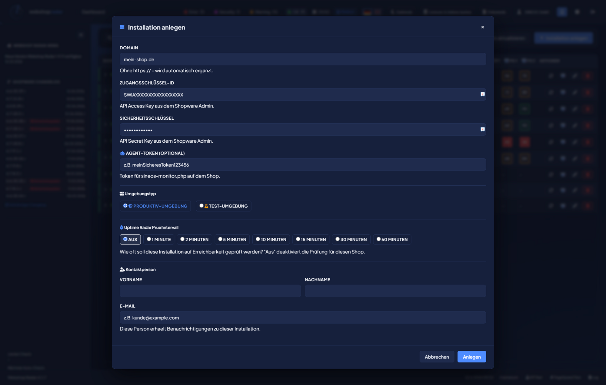 SineosWebshopRadar