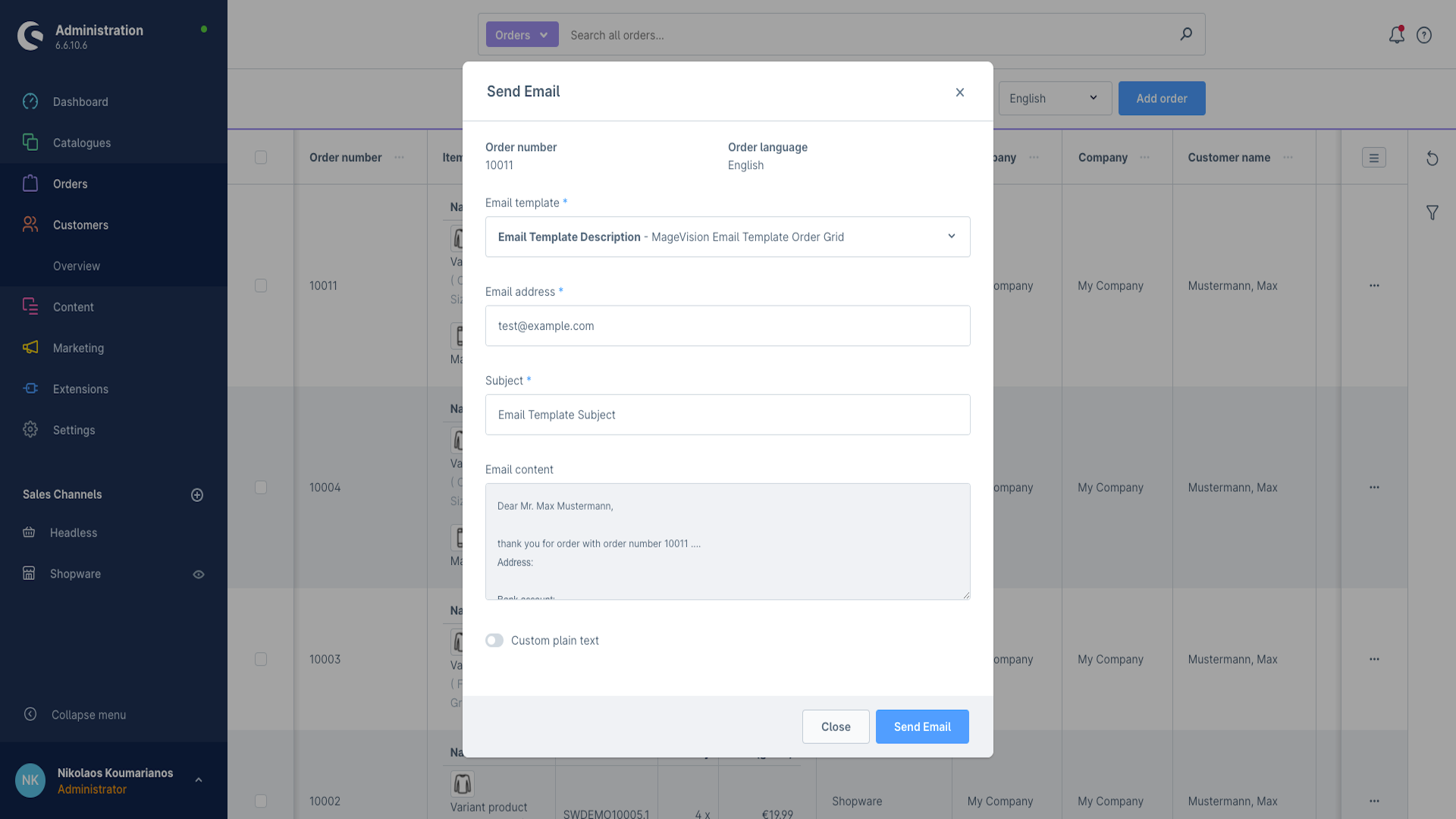 MageVisionEmailCustomers