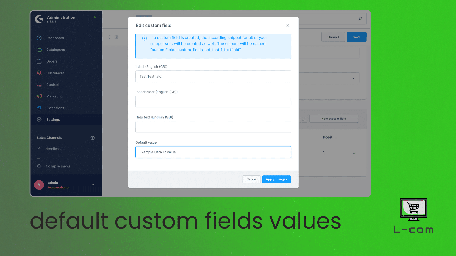 LcomCustomFieldsDefaultValue