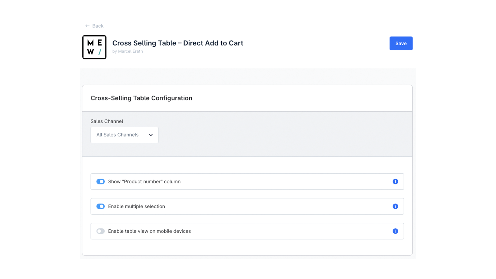 MewCrossSellingTable