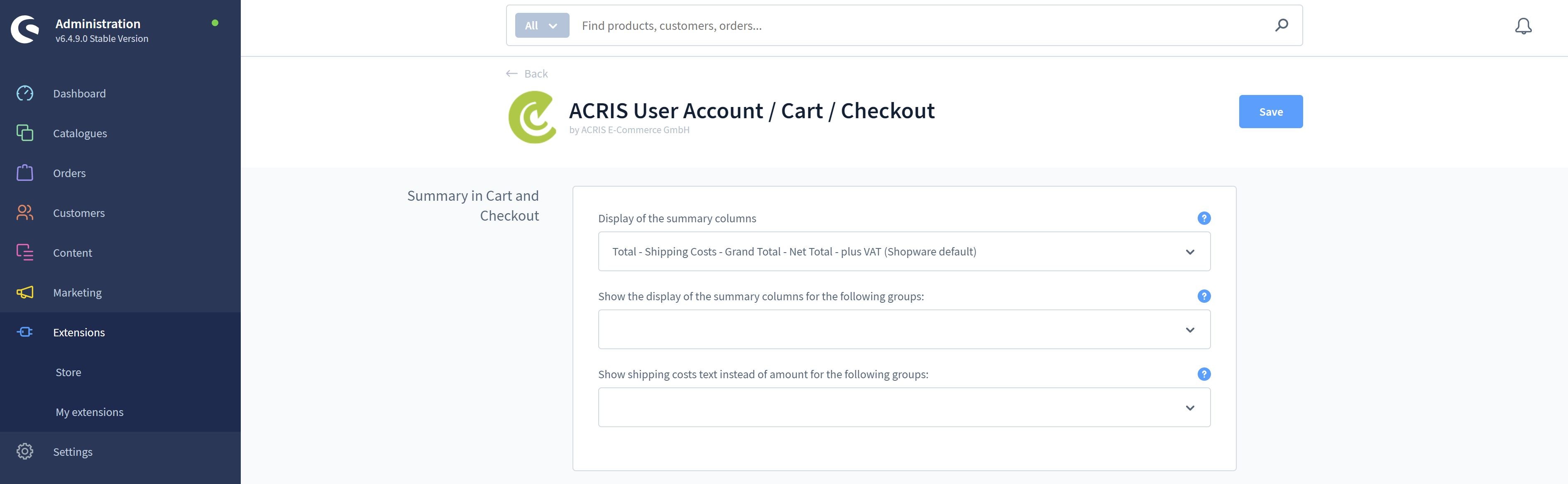 AcrisAccountCartCheckoutCS