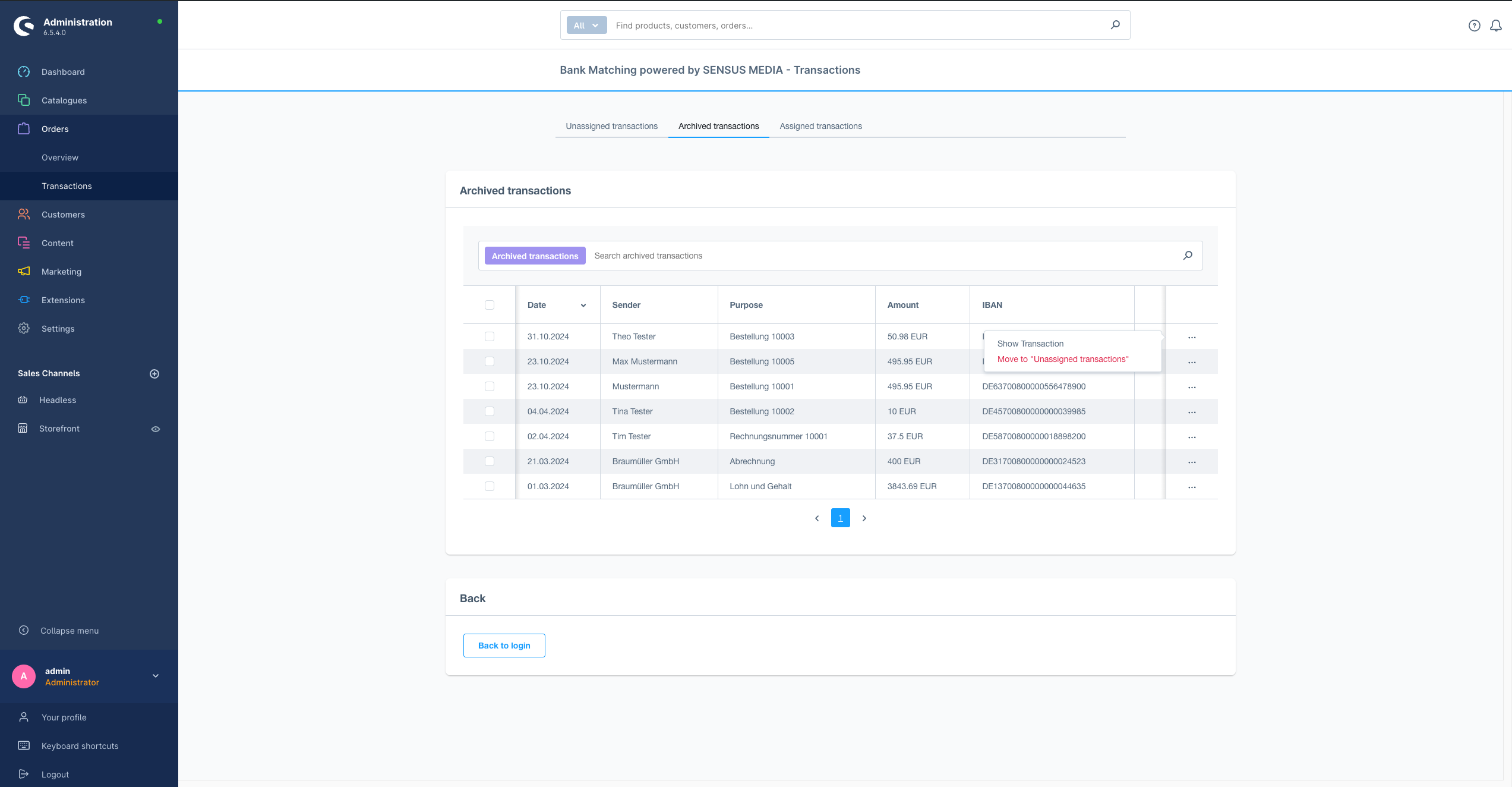 SensusBankMatching