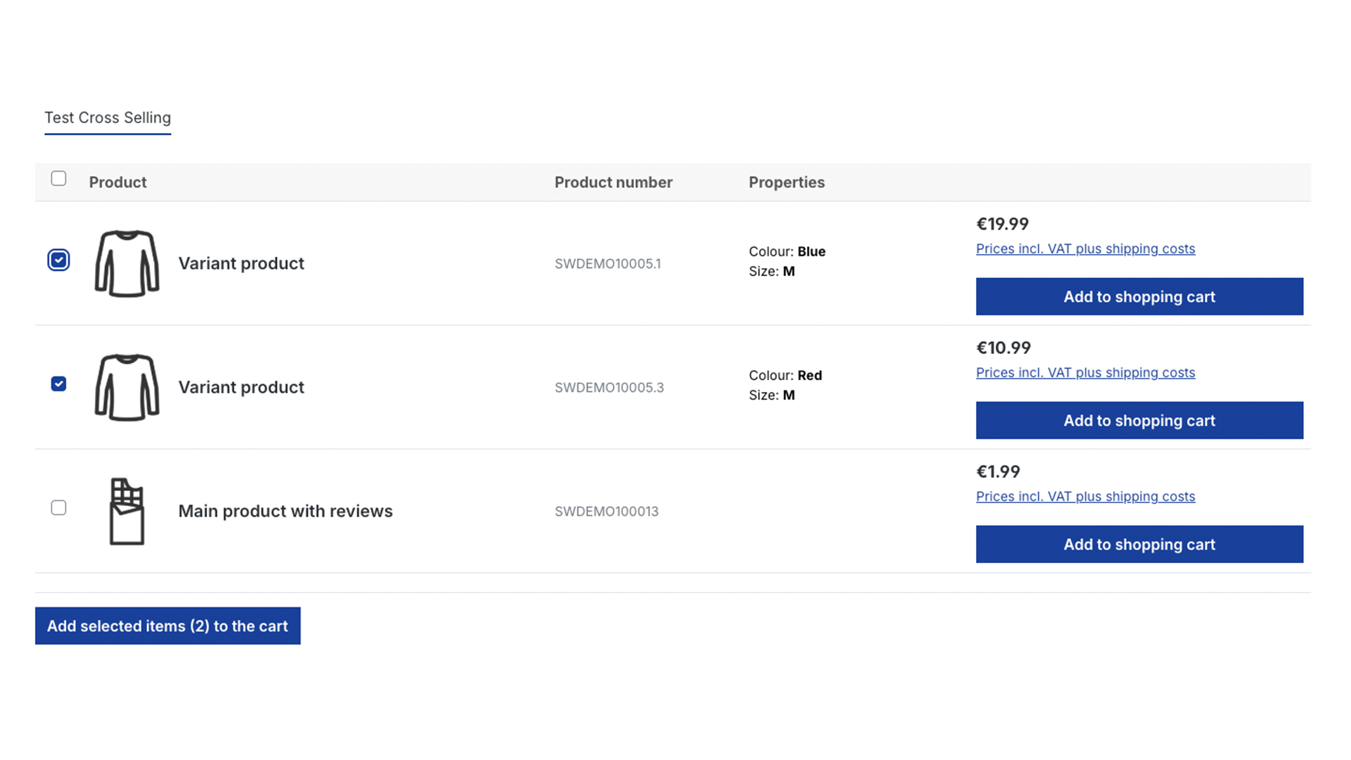 MewCrossSellingTable