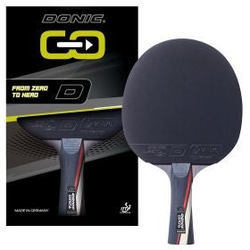 DONIC Zentra Next Carbon mit zwei Desto Next Belägen