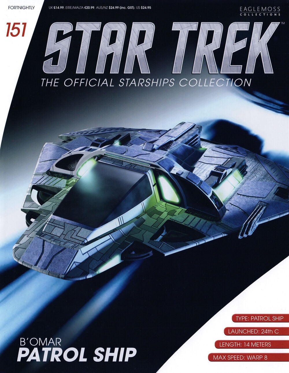 #151 englisches B´Omar Patrol Ship Star Trek Raumschiff Modell mit Magazin Eaglemoss