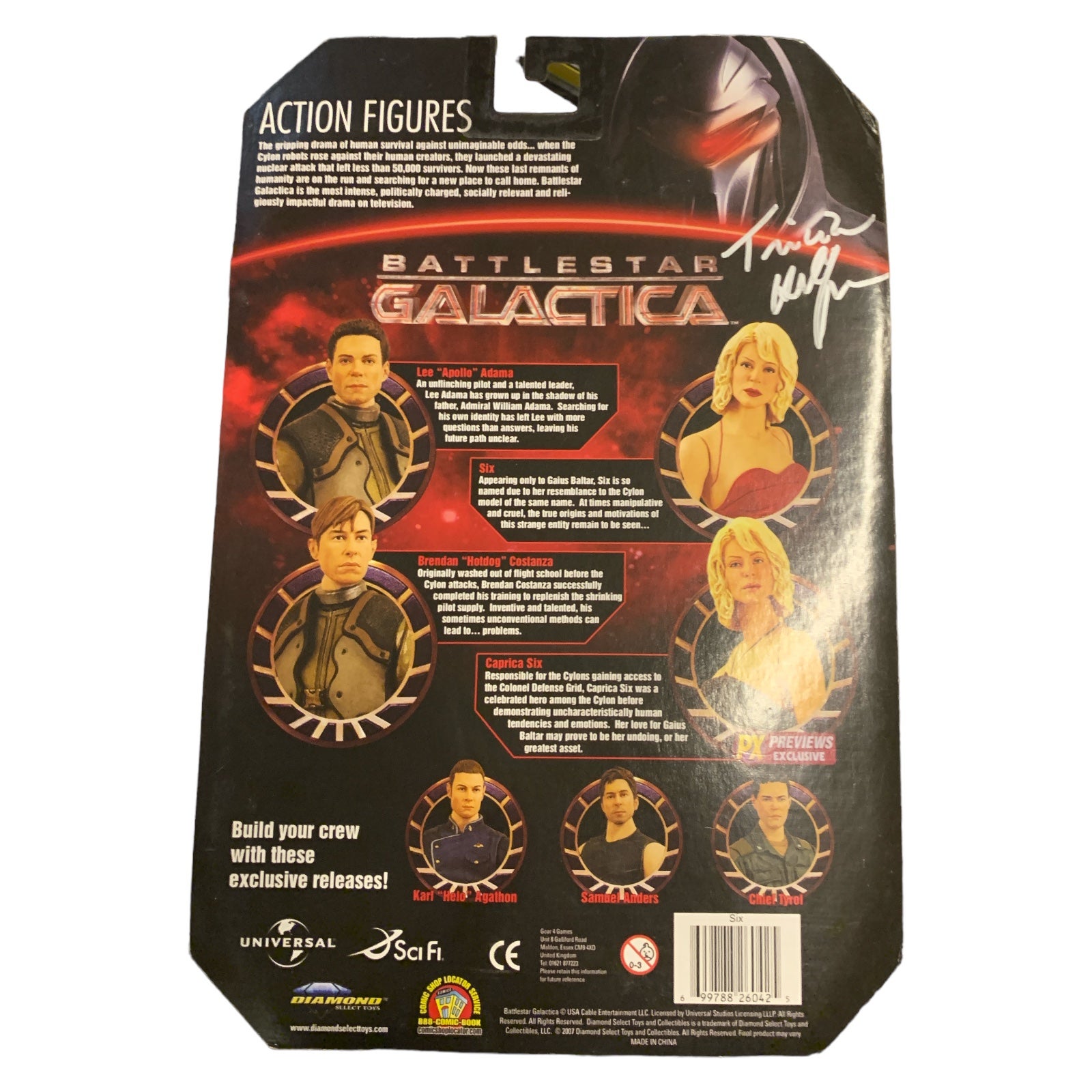 SIX Battlestar Galactica Action Figur Signed by TRICIA HELFER from Diamond limited Edition SIX Battlestar Galactica Action Figur Signed by TRICIA HELFER from Diamond limited Edition