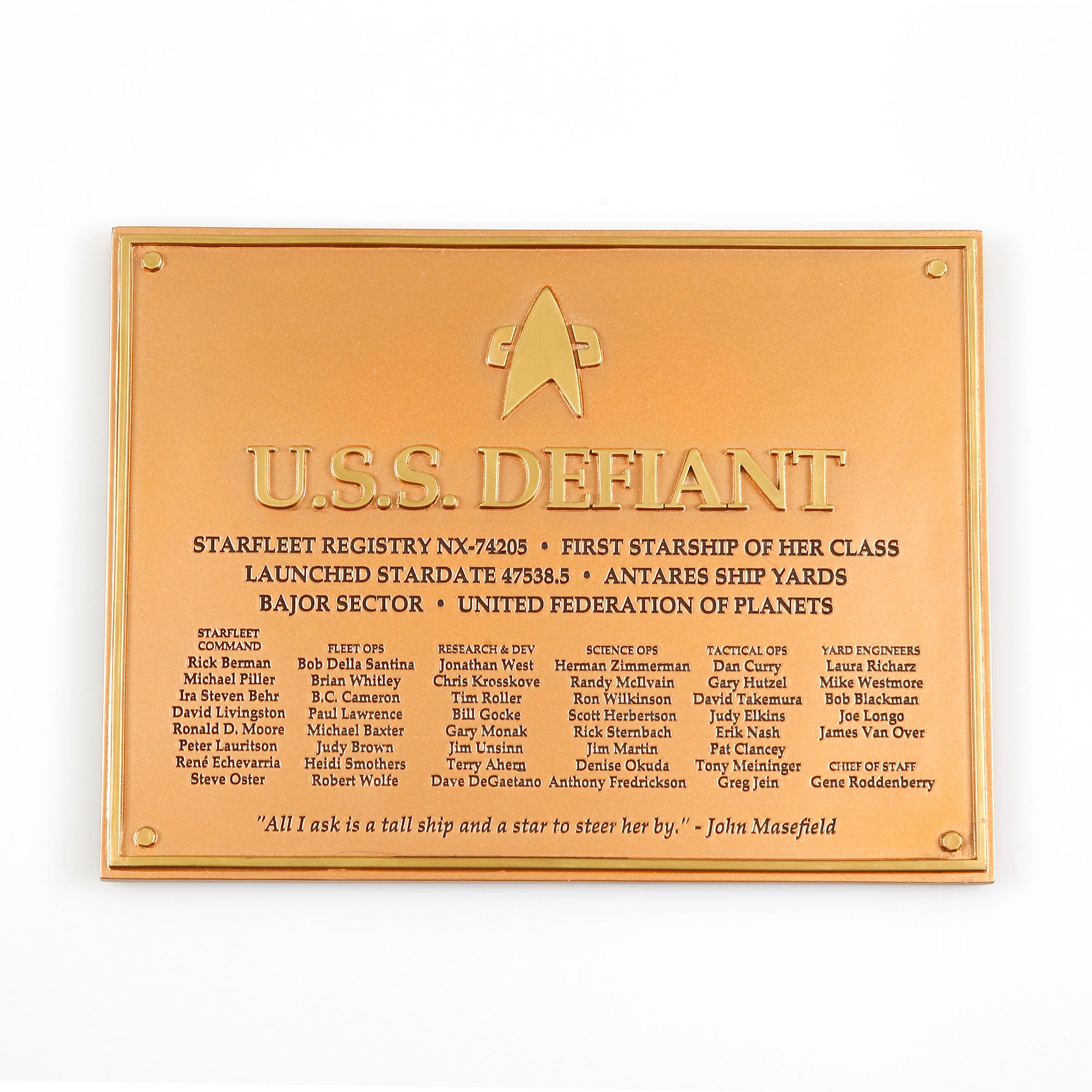 U.S.S. Defiant - Dedication Plaque Star Trek U.S.S. Defiant - Dedication Plaque Star Trek