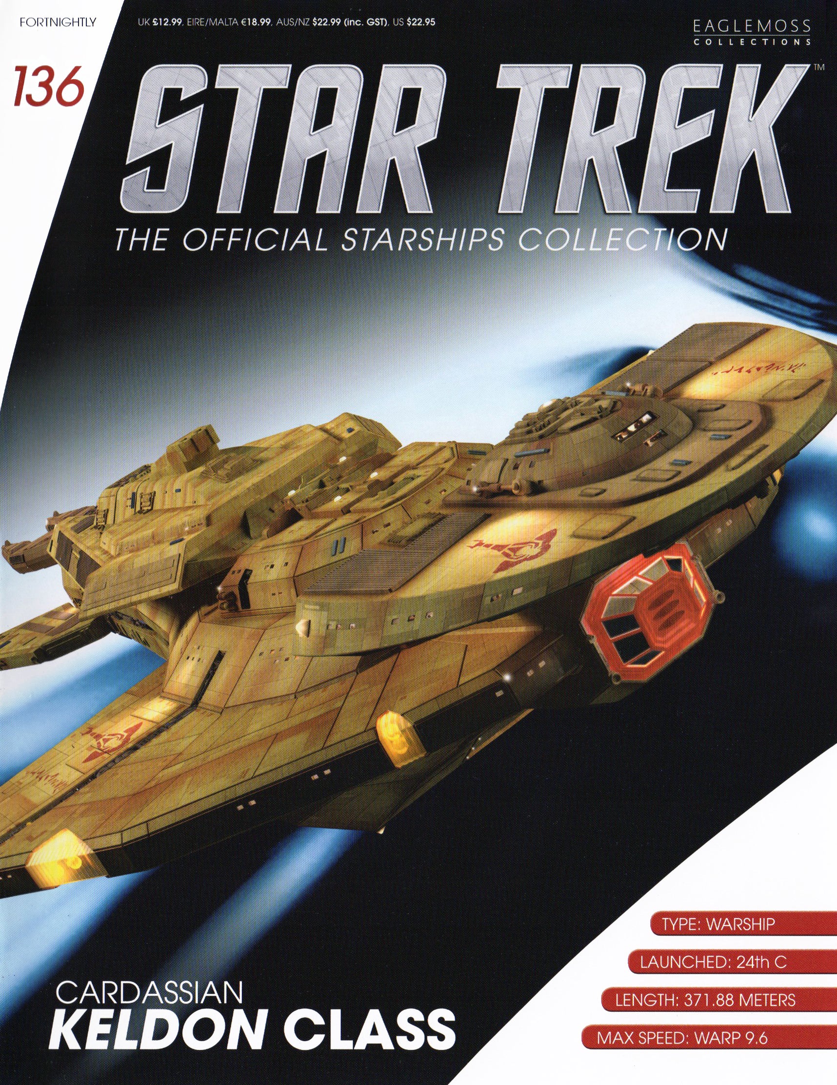 #136 English Cardassian Keldon-Class Cruiser Star Trek Raumschiff Modell mit Magazin Eaglemoss